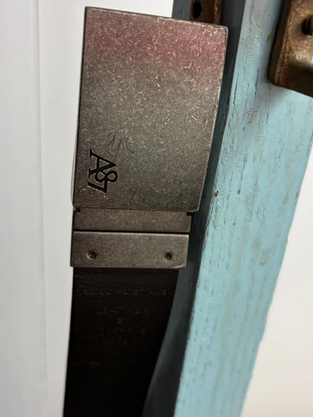 Aeropostale Black Leather Belt with Brushed Metal Buckle